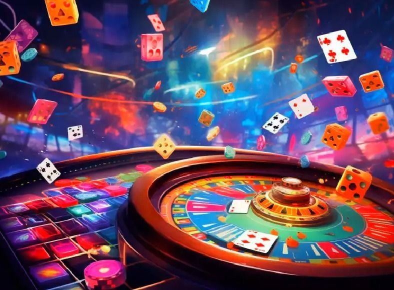 Màn hình trò chơi bắn cá trực tuyến poker hand với đồ họa sinh động nhiều màu sắc